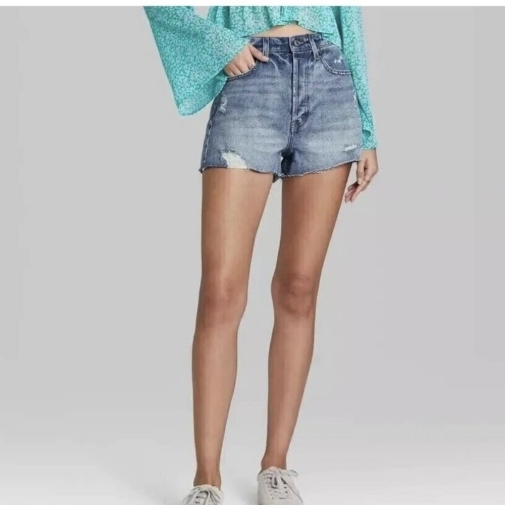 Women's Super-High Rise Cut-Off Jean Shorts Wild Fable Size 2
